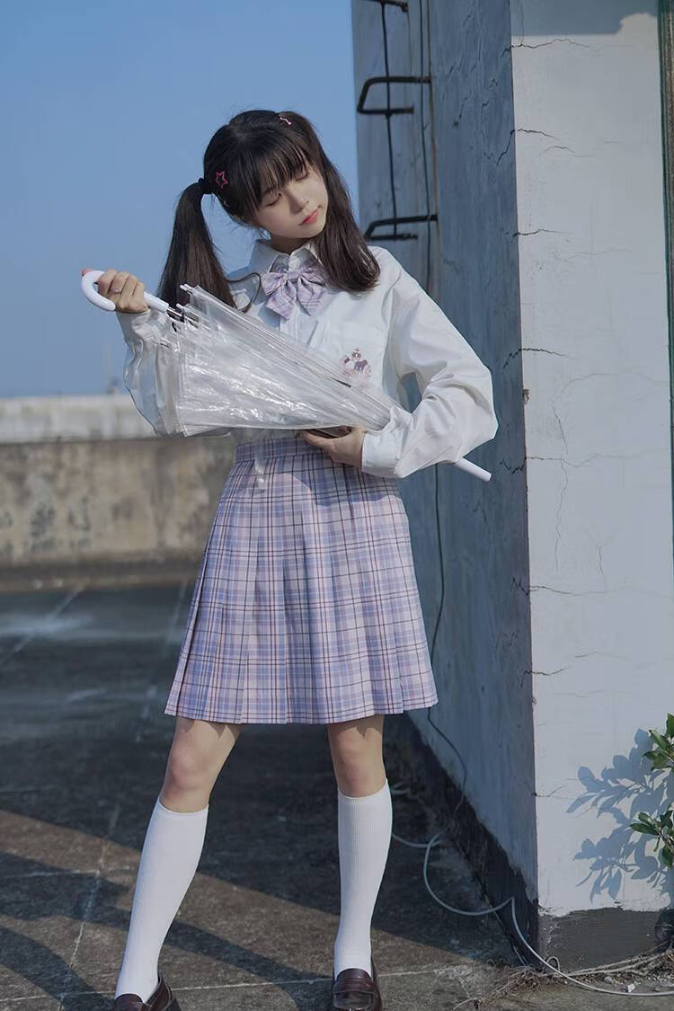 梗豆物语原创jk制服百褶裙独角兽毛料软萌学院风少女格裙a款独角兽