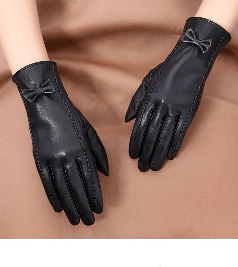 冬季羊皮手套女士加绒加厚防寒保暖真皮手套防风全触屏薄款l206nn3