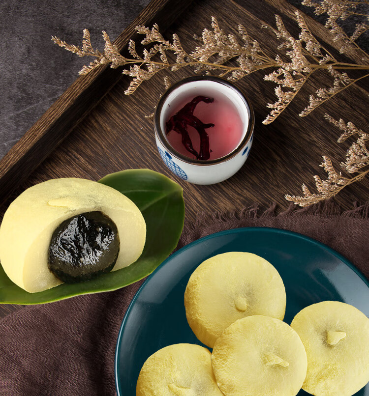 松花金团龙凤传统糯米糕点点心麻薯团子宁波特产松花金团6枚装250克盒