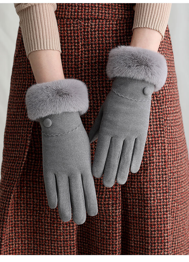 顶悍 保暖手套女士冬季冬天罗舒棉户外韩版运动骑行加厚触屏防风 黑色