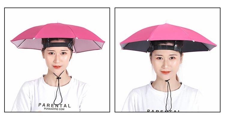 高品质晴雨伞帽子双层头戴式头顶带式帽伞遮阳防晒折叠户外大号钓鱼