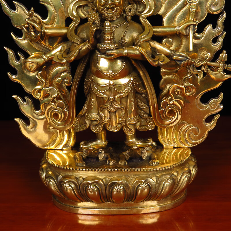 藏传佛供奉纯铜大黑天财神铜白六臂玛哈嘎拉护法佛像供奉小号高21厘米