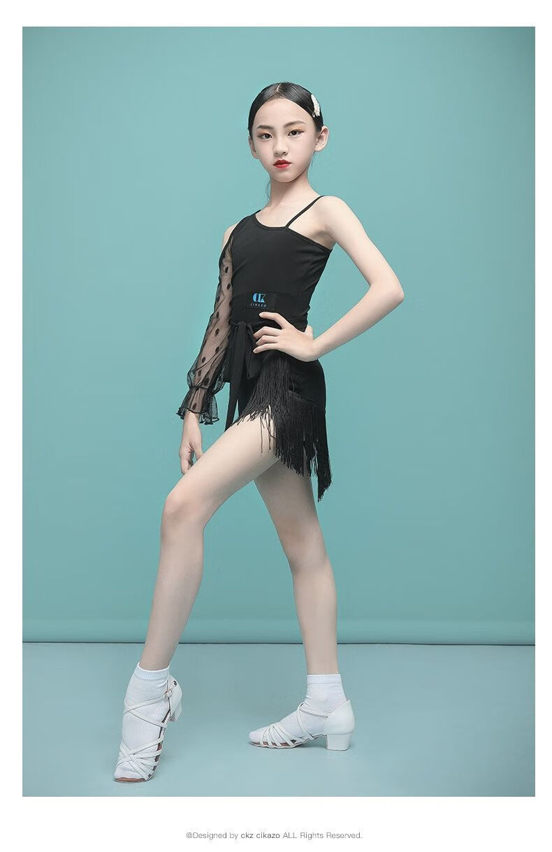 火山鸟女童拉丁舞服装8小女孩练功服比赛服儿童节10中小学生舞蹈裙