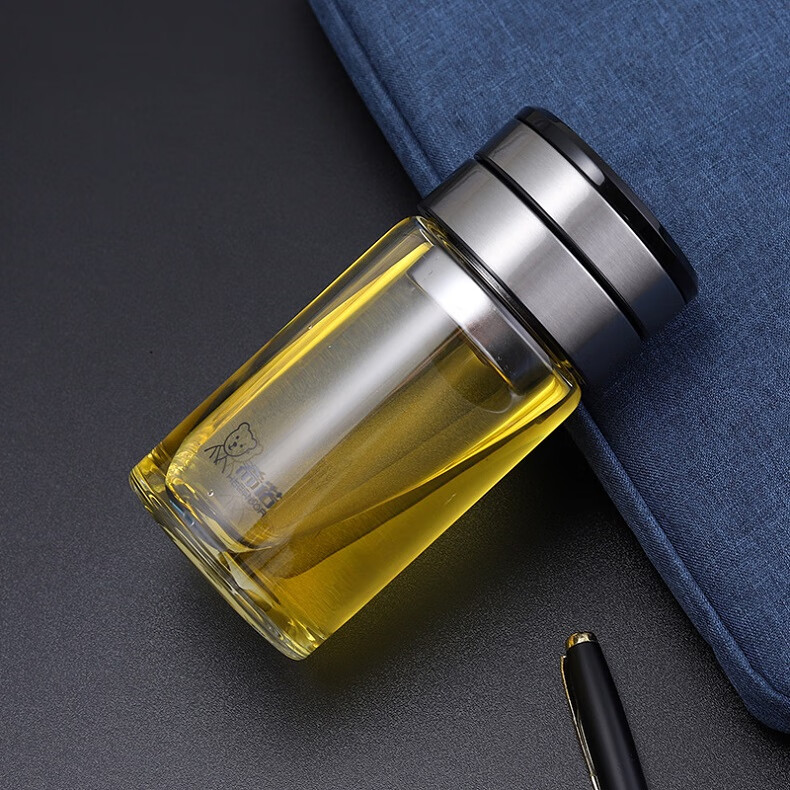 希诺heenoor茶水分离玻璃杯双层加厚泡茶杯男士商务办公水杯带滤网