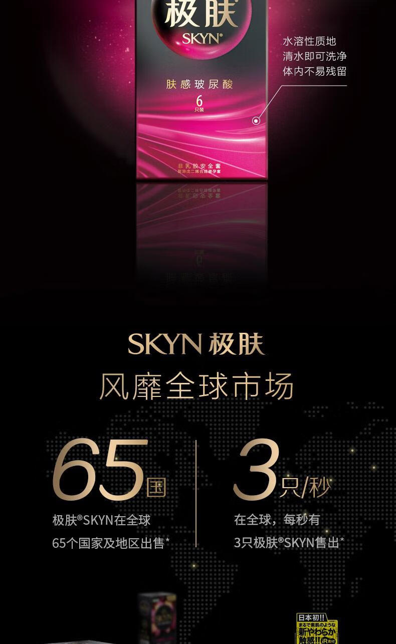 杰士邦 玻尿酸避孕套 安全套超薄 skyn极肤玻尿酸10只 非乳胶 皮肤套