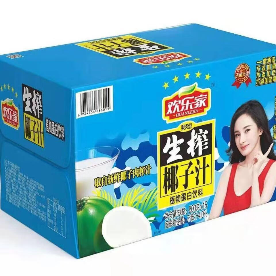 辉导 欢乐家椰子汁生榨椰子汁500ml*15瓶l果肉型饮品椰汁饮料整箱 9月