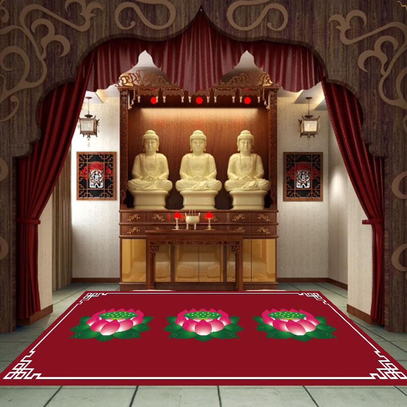 佛堂地毯满铺2022新款家用莲花地毯打坐地毯禅意寺院荷花大拜垫礼拜