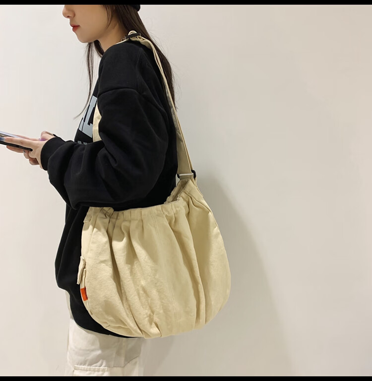 林下八度慵懒风日系文艺帆布包单肩包学生大包休闲包春季新款2020潮