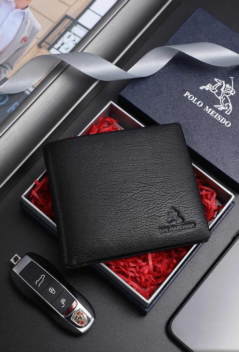 英国保罗男士钱包男短款真皮钱夹商务皮夹牛皮钱夹子生日礼物实用送男