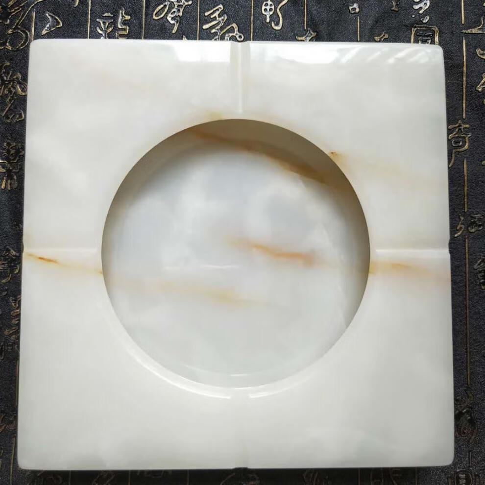 玉石烟灰缸创意家用天然石头大理石烟灰缸大号办公室摆件商务礼品订制