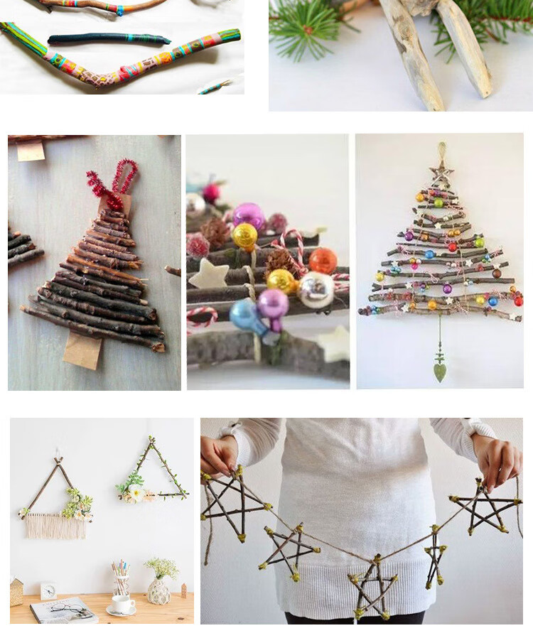 幼儿园创意diy手工干树枝树干木片教室走廊布置挂饰墙面装饰材料塑料