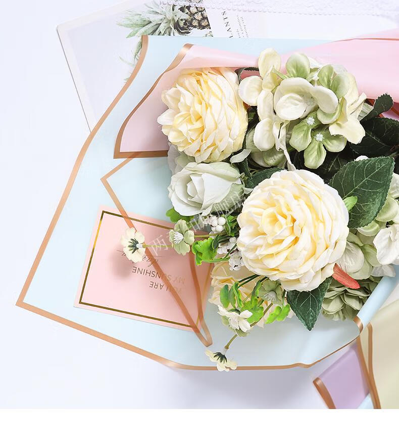 2022新款金边果冻膜防水雾面纸玫瑰花包装纸手工diy花束装饰材料包花