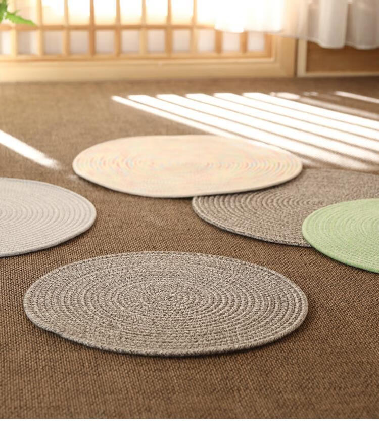 日式麻绳蒲团亚麻编织坐垫榻榻米垫子飘窗客厅地板卧室地上加厚打坐