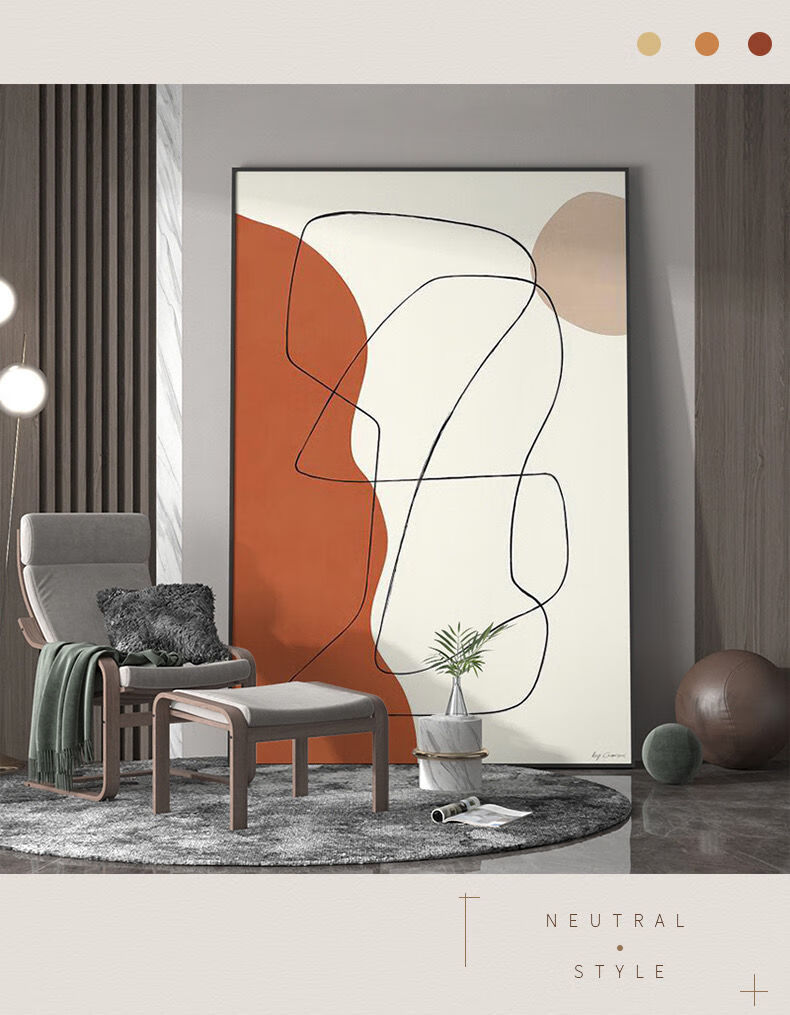 客厅装饰画现代极简客厅装饰画沙发背景墙落地抽象线条挂画进门走廊