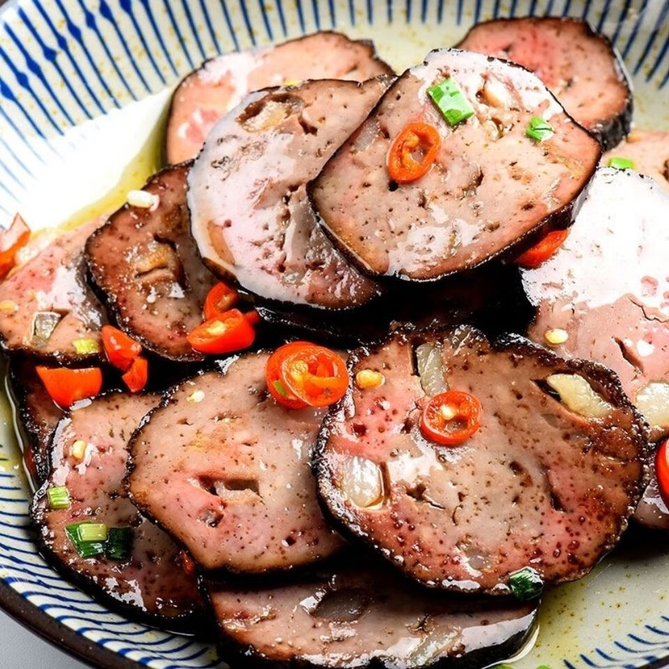 湖南特产猪肉丸子血丸子血圆子猪血粑血豆腐农家手工柴烟熏 800g4个