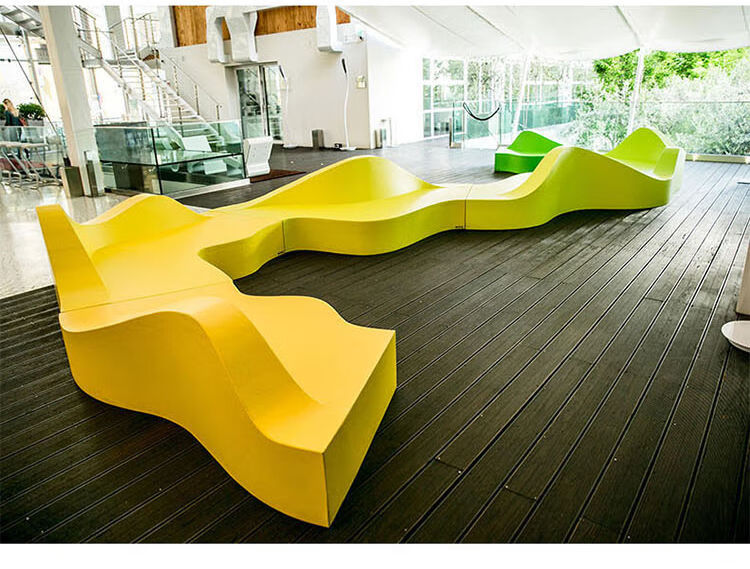 定制玻璃钢休闲靠背座椅创意异形商场休息长凳户外公共景观等候椅单个