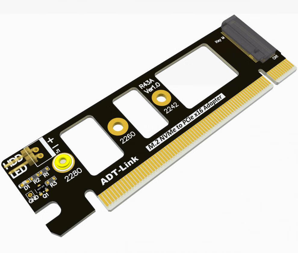 2转pciex16扩展转接卡ssd硬盘pcie3.0x4全速稳 r43a