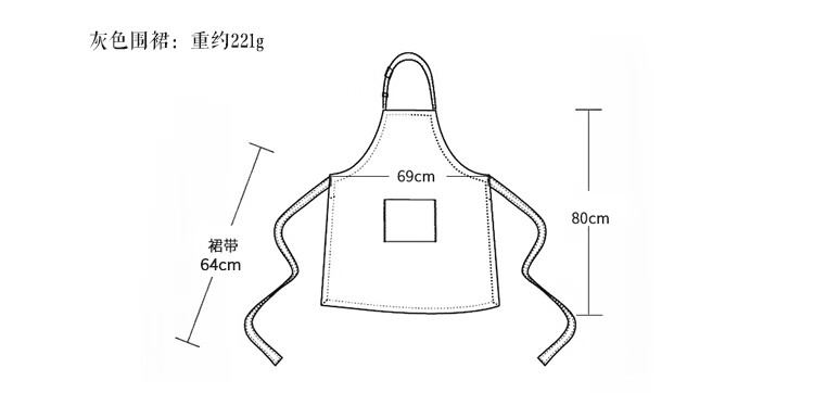 圍裙男大號北歐丹麥圍裙全棉北歐時尚簡約圍裙廚房餐廳工作室圍裙灰色