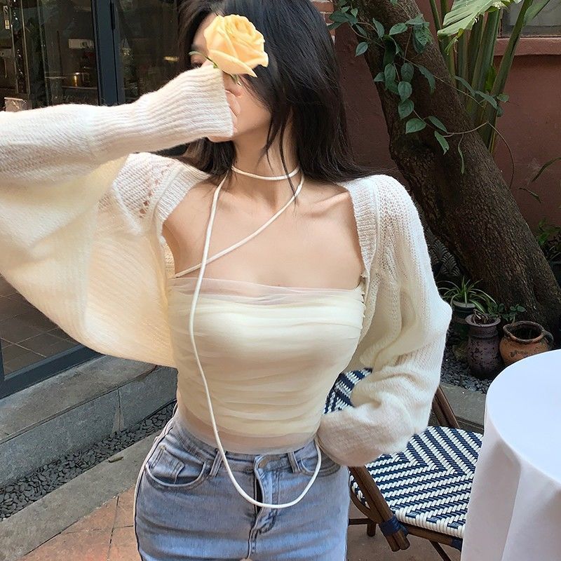 吊带背心女外穿夏季白水女纯欲修身百搭网纱抹胸吊带背心女春夏内搭