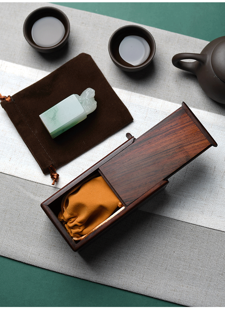 台兰仕红木印章盒红酸枝私章盒便携实木私章收纳盒单个木制书画印章