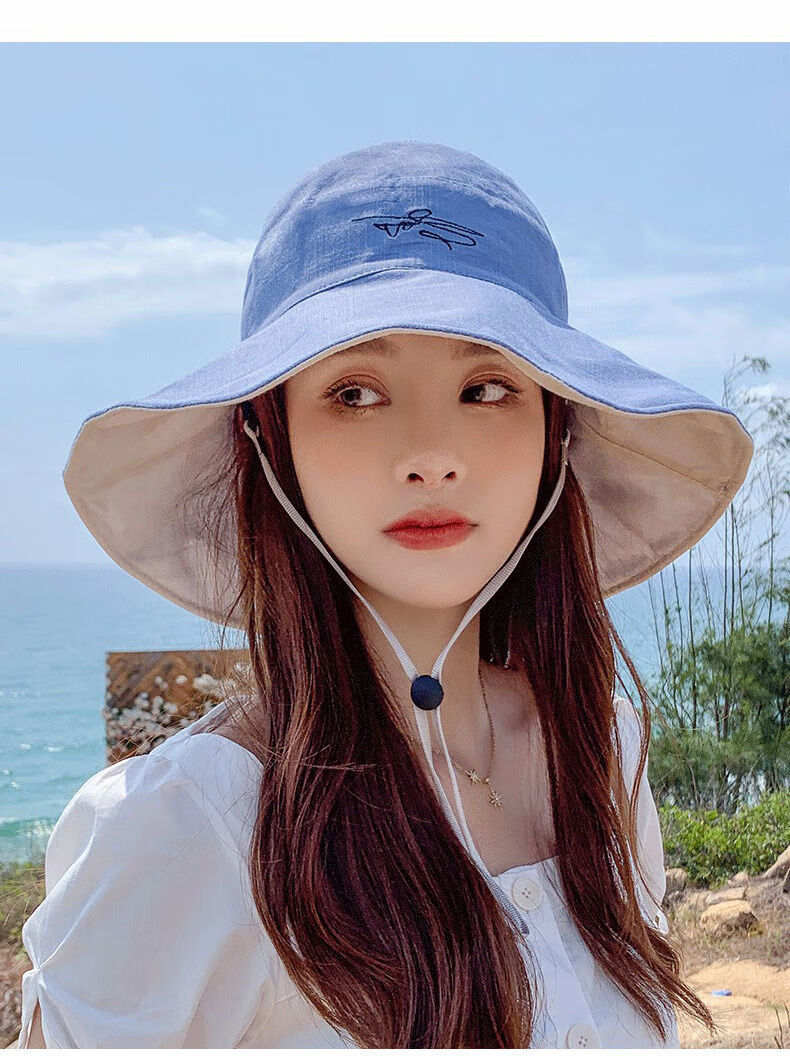 女生帽子可爱帽子女夏天防晒帽太阳帽防遮阳帽大帽檐百搭双面可戴显