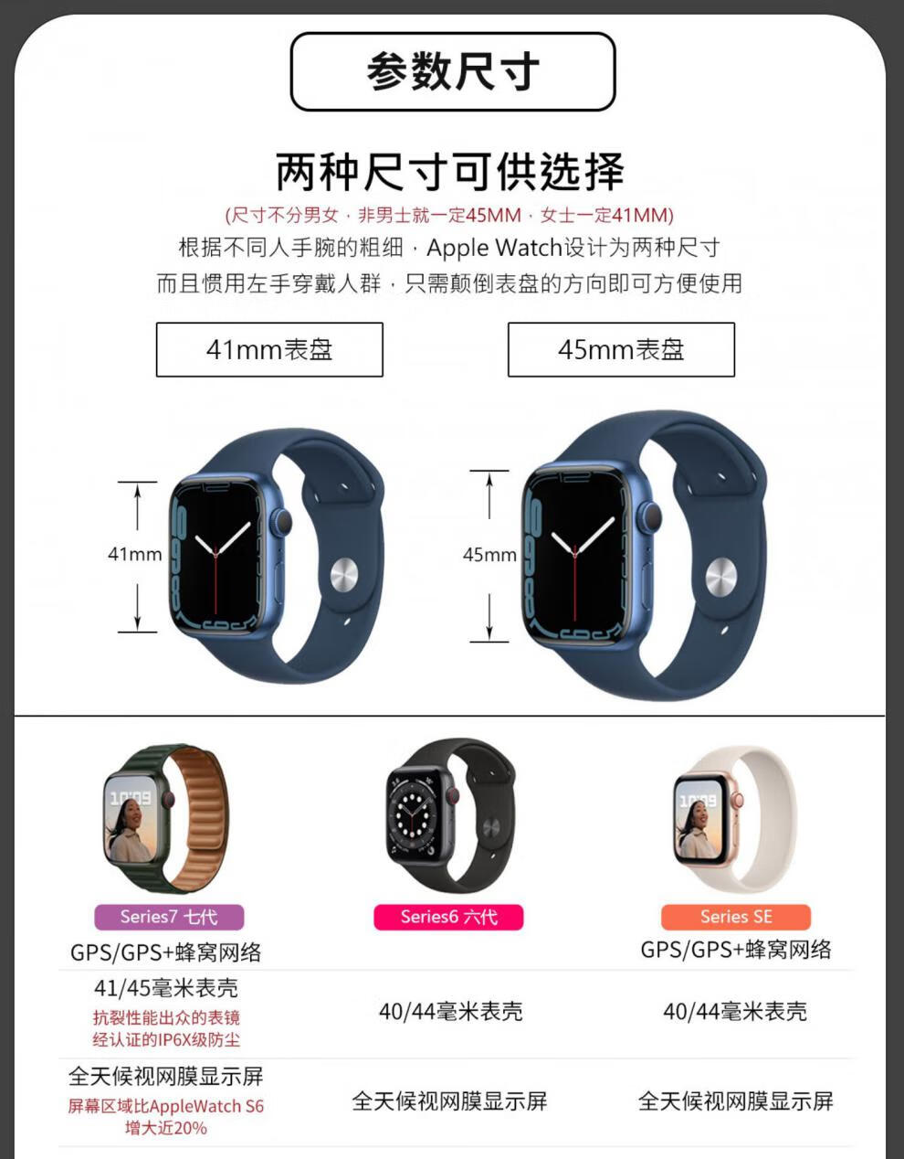 apple苹果/apple iwatch series7/新款智能手表防水分期s6gps蜂窝现货