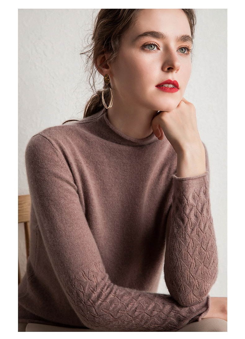 法莎尼亚(frshaniah)品牌女装半高领羊绒衫女短款毛衣2020秋冬新款卷