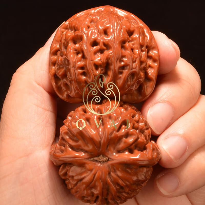 qvaj四座楼狮子头手玩文玩核桃把玩手件机刷包浆玉化大官帽苹果园把件