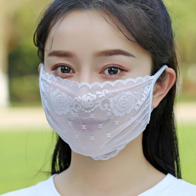 芷写防晒面纱新品防嗮面罩冰丝口罩女薄款夏透气蕾丝女神遮阳春秋时尚
