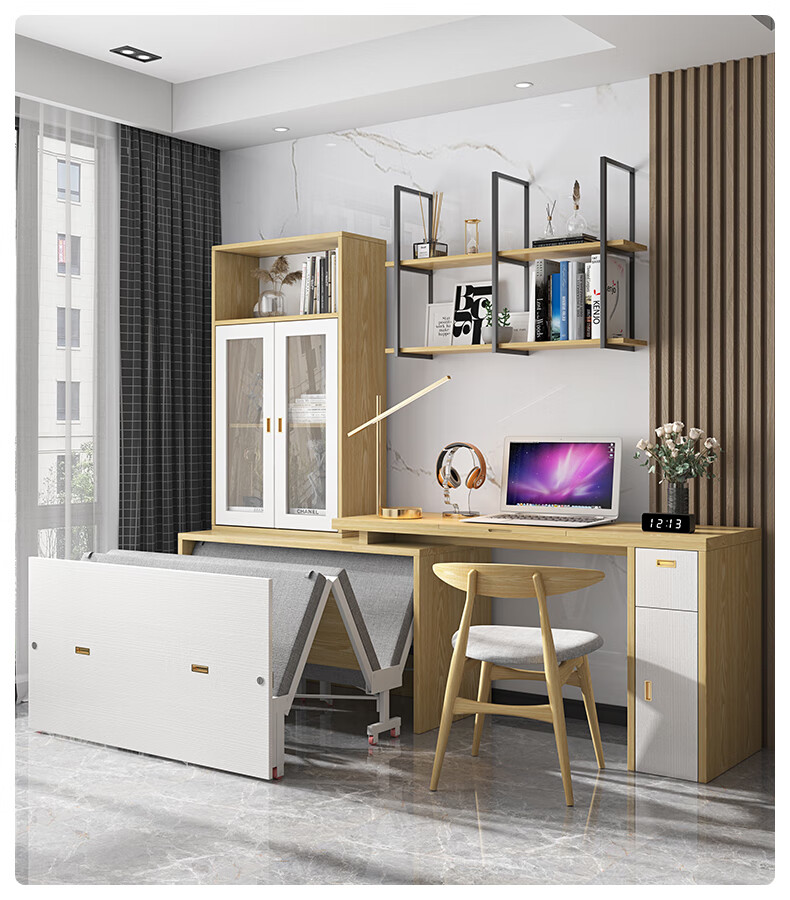 收缩床入柜式折叠床小户型家用款可收缩单人床四折隐形床带滑轮五金