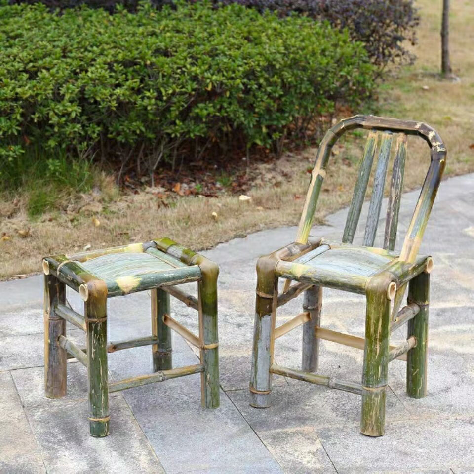 竹椅子靠背椅家用藤椅单人编织竹子手工小椅休闲椅老式传统竹凳子