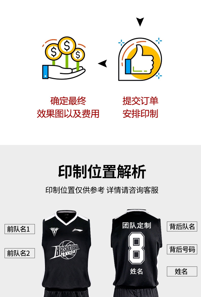 李宁篮球服套装男定制diy印字印号码透气速干篮球运动服男士比赛球衣