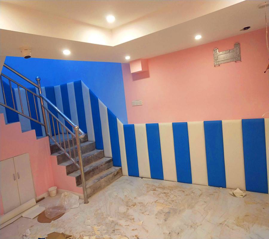 定制跆拳道篮球馆柱子防撞软包幼儿园早教中心舞蹈房墙面墙围软包