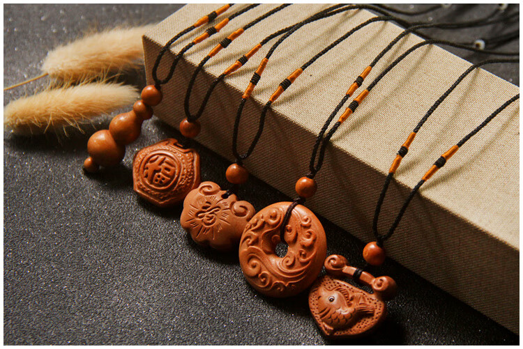 桃木挂件护身符 桃木葫芦平安扣项链吊坠护身符防惊吓福锁木雕挂件