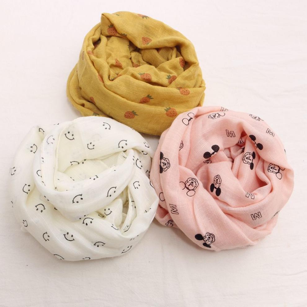 纱巾儿童儿童围巾秋冬季可爱卡通男女童薄款百搭丝巾宝宝小孩棉麻纱巾