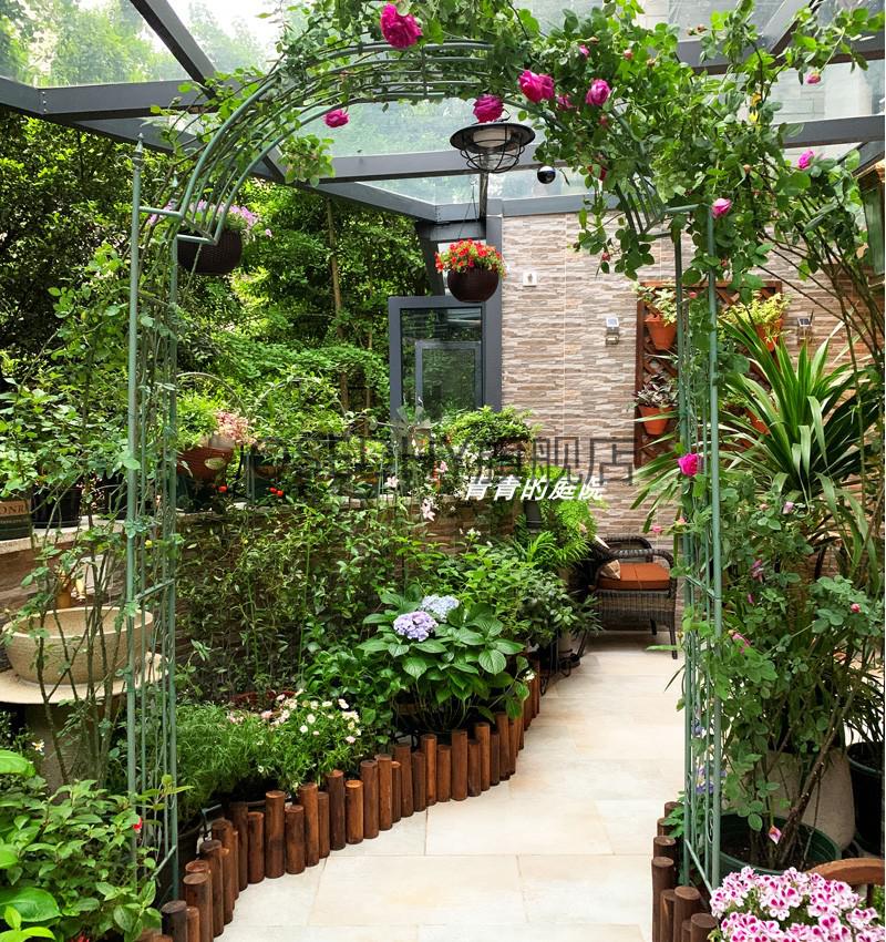 户外拱门花架欧式铁艺拱门花架子欧式复古做旧庭院月季爬藤户外花园