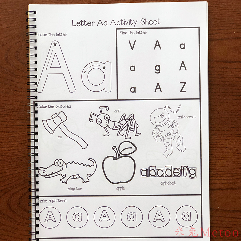 雅迪26个英文字母大小写描红涂色练习本幼儿英语启蒙早教作业题趣味纸