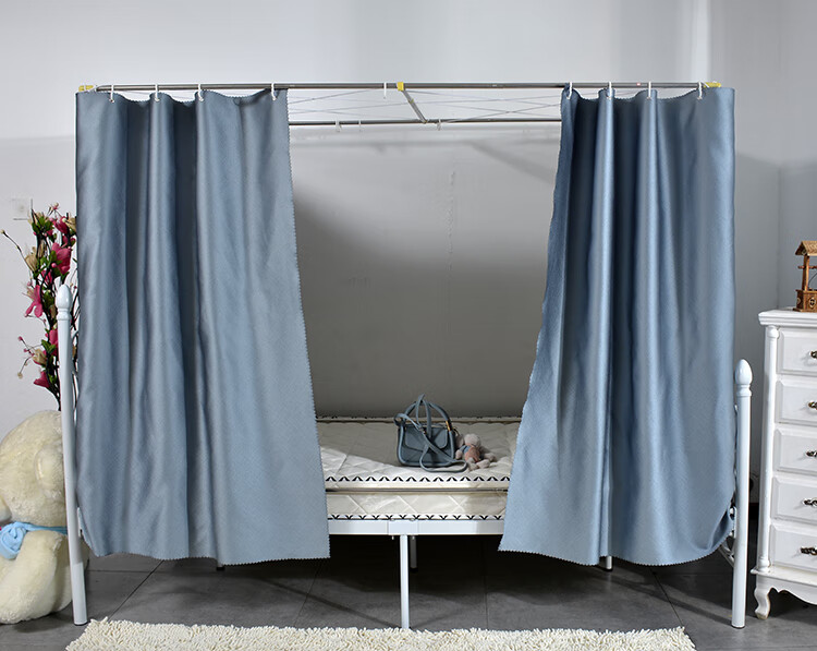 宿舍床帘上铺 全遮光布拉格青蓝全遮光床帘加厚双色背黑简约寝室上