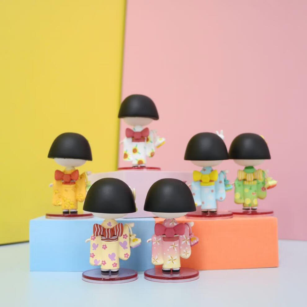 日本樱桃小丸子盲盒和服系列2盲盒女生可爱娃娃车载桌面摆件送朋友