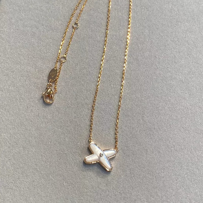 chaumet尚美巴黎项链女士18k金玫瑰金珍珠母贝钻石吊坠18k白金色均码