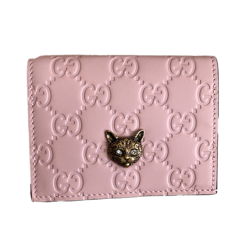 【买手代购】gucci古驰樱花粉猫头全皮印花小钱包cs 粉红色 默认1