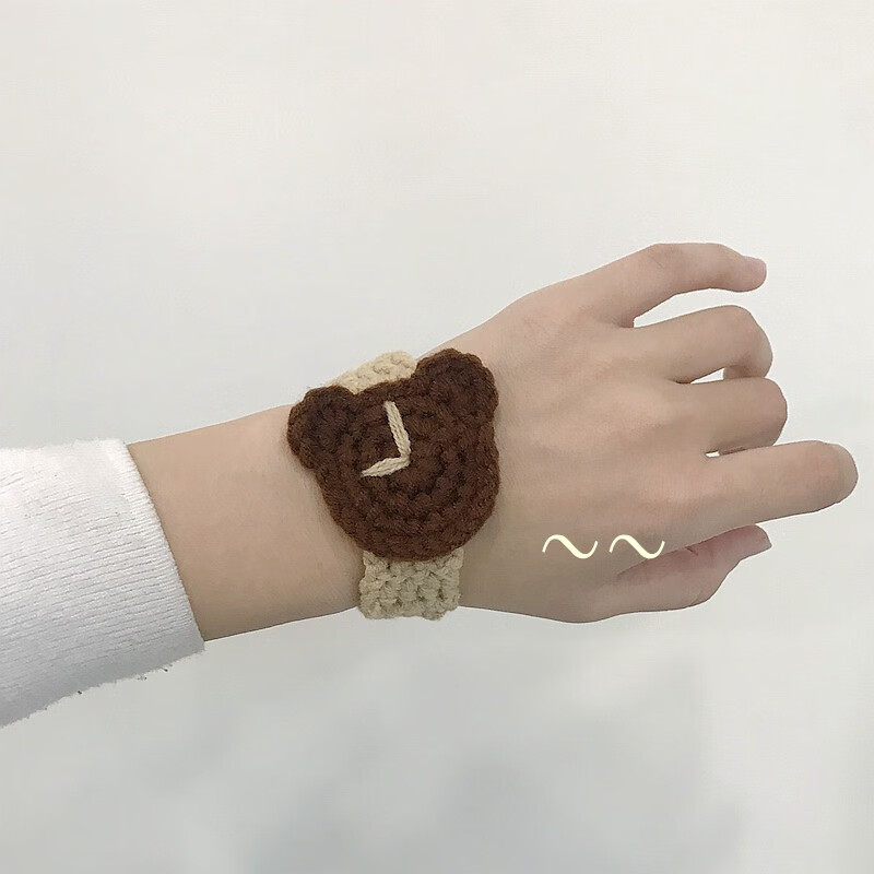 onevan成品手工编织手环小熊diy手表创意手编毛线手链情侣闺蜜自制