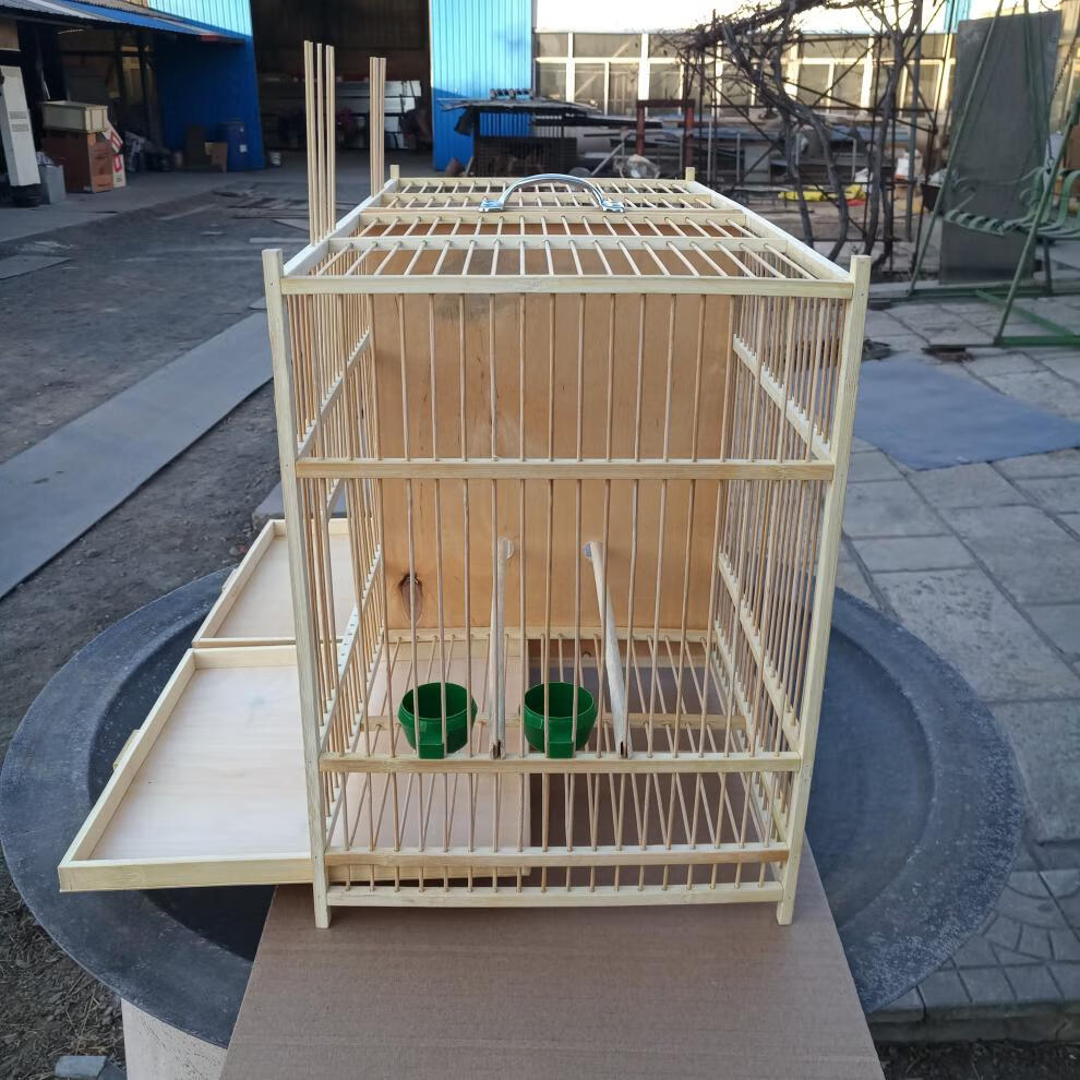 不二臣鸟笼竹笼双格隔板繁殖笼玉鸟绣眼贝子颠颏繁殖笼 底网在抽屉