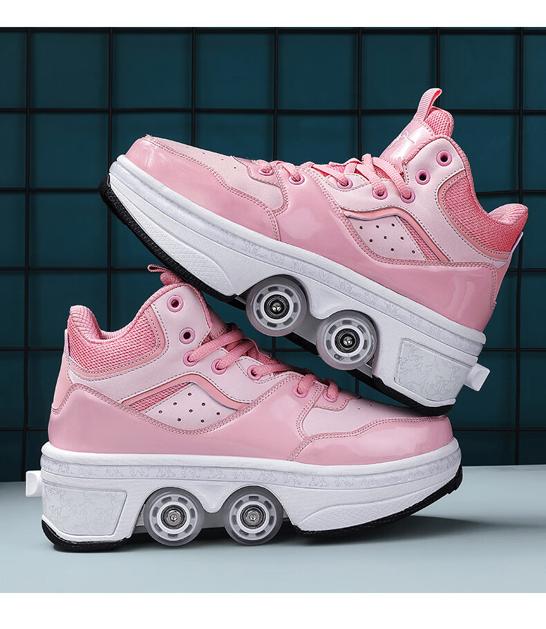 puente变形鞋3到6岁四个轮子的变形轮滑鞋能走能滑网红溜冰鞋女孩暴走