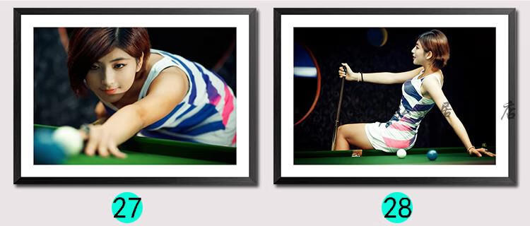 台球厅室装饰画桌球室墙壁挂画斯诺克台球美女大性感海报19号3443简约