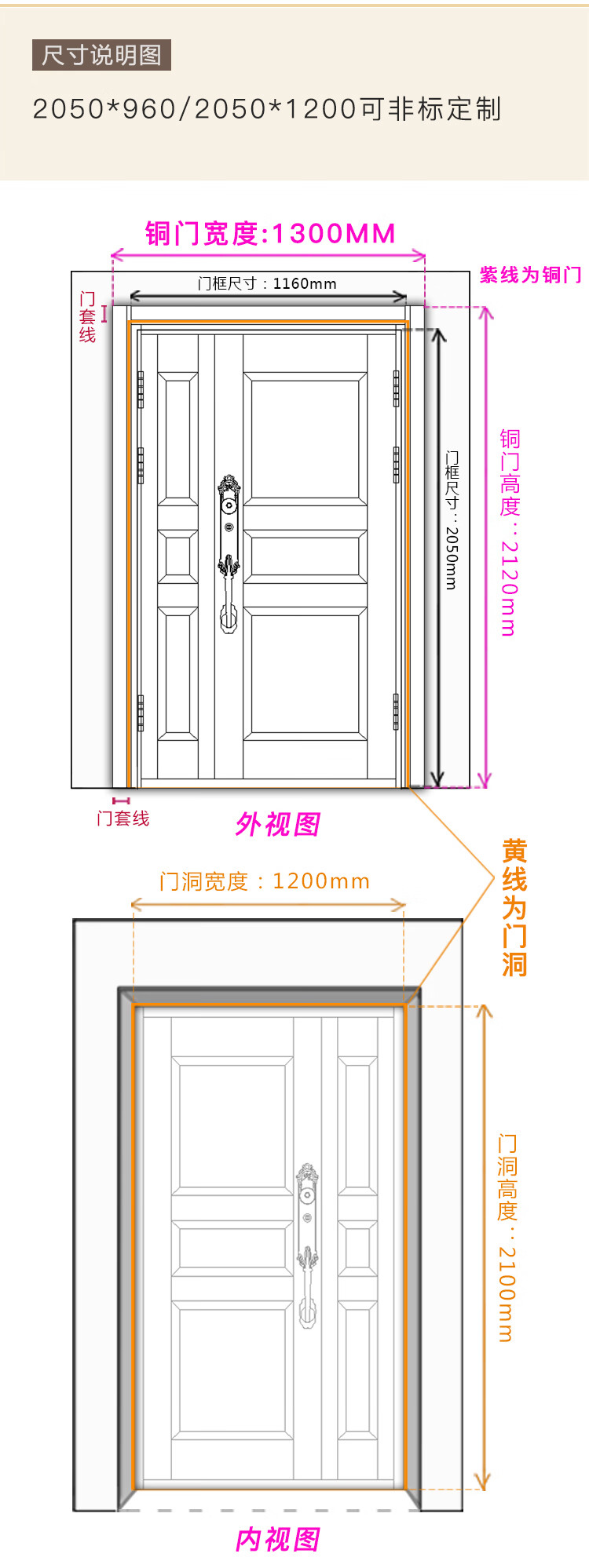 防盗入户大门自建房庭院别墅玻璃铜门双开门家用新中式不锈钢大门