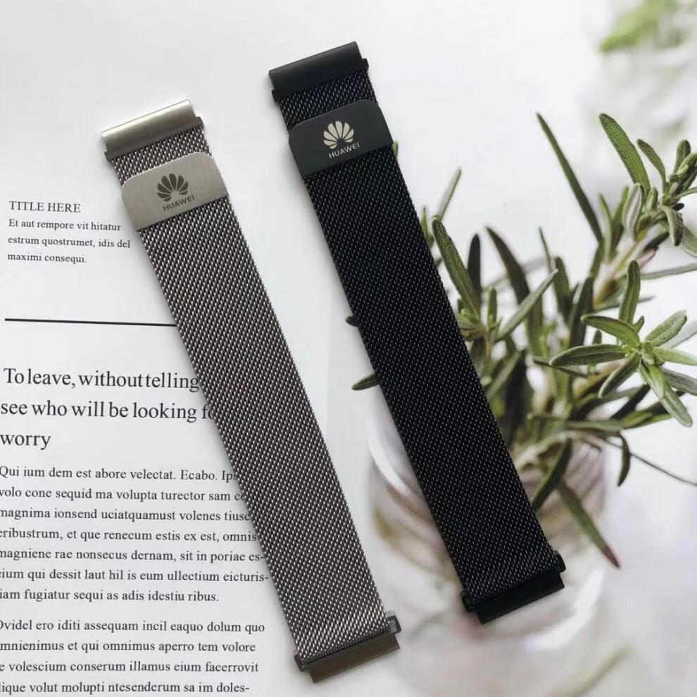 适用华为gt246mmgt3gt2pro手表原装米兰金属磁吸表带荣耀腕带银色卡扣