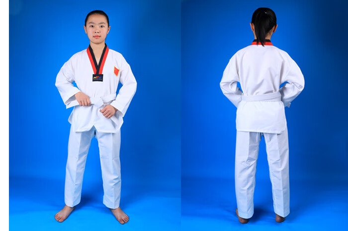 竞派儿童跆拳道服夏季小雨点轻薄速干男女跆拳道服装竞技训练服长短袖