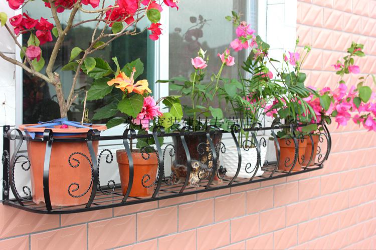 铁艺窗台花架阳台栏杆护栏悬挂室外户外窗户壁挂花盆架花篮置物架定制