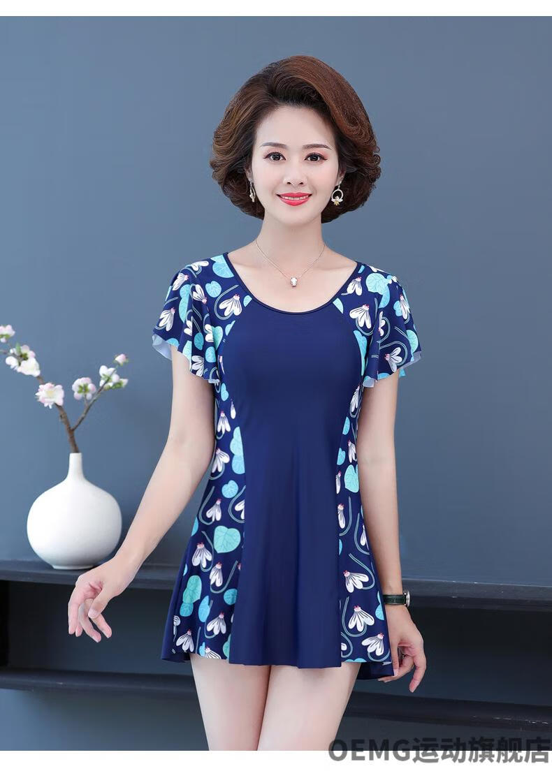 泳衣泳衣女遮肚显瘦保守游泳衣连体2022年新款中老年妈妈大码温泉泳装